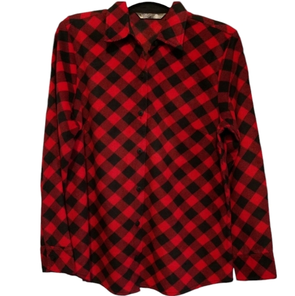 Red and Black Buffalo Check Plaid Shirt Long Sleeve Shacket sz Medium - Picture 3 of 3